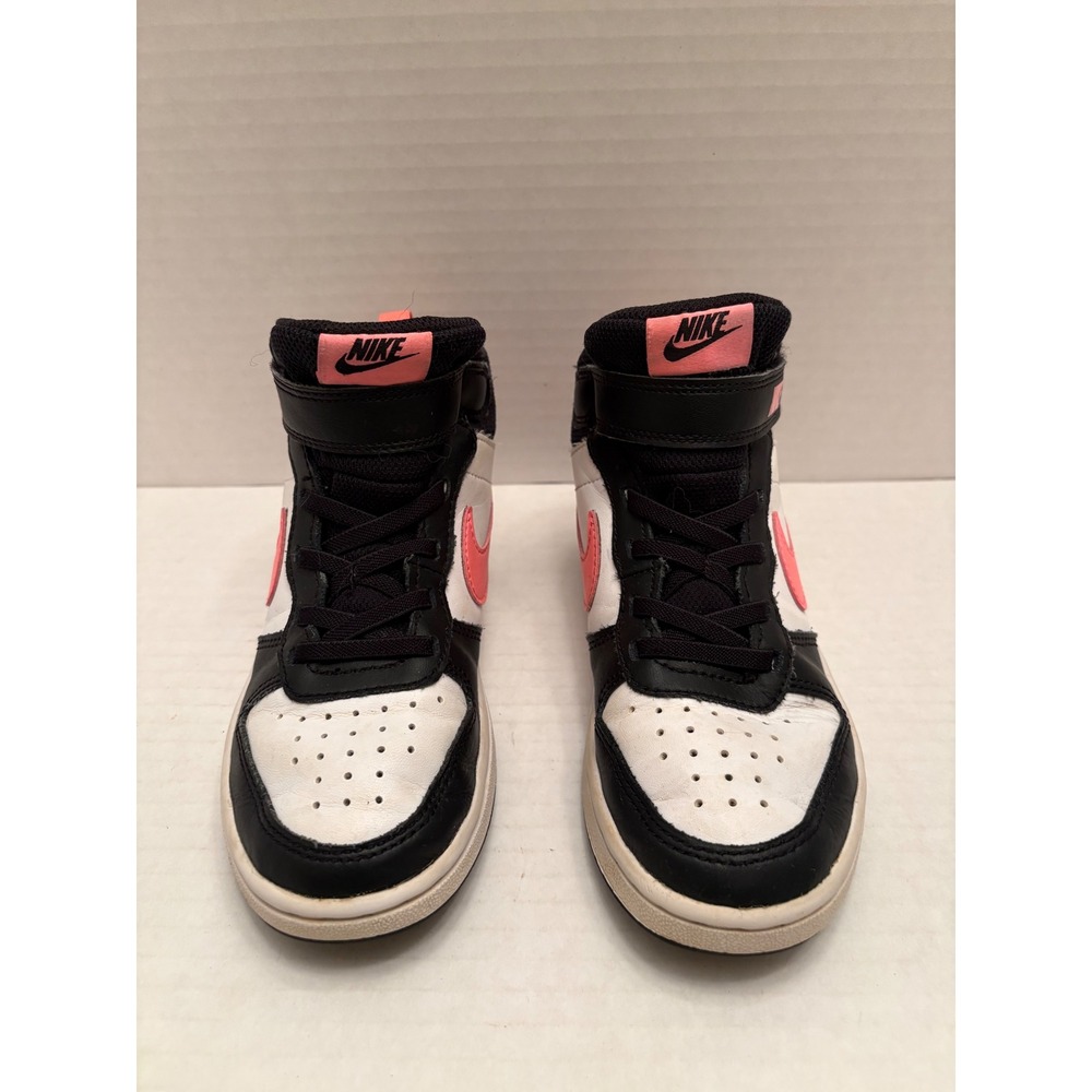 Nike Court Borough Mid 2 Black White Pink Sneakers CD7783-005 Kids 13C